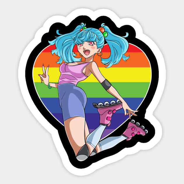 Roller Skate Girl Rainbow Heart Rollerblader Sticker by Noseking